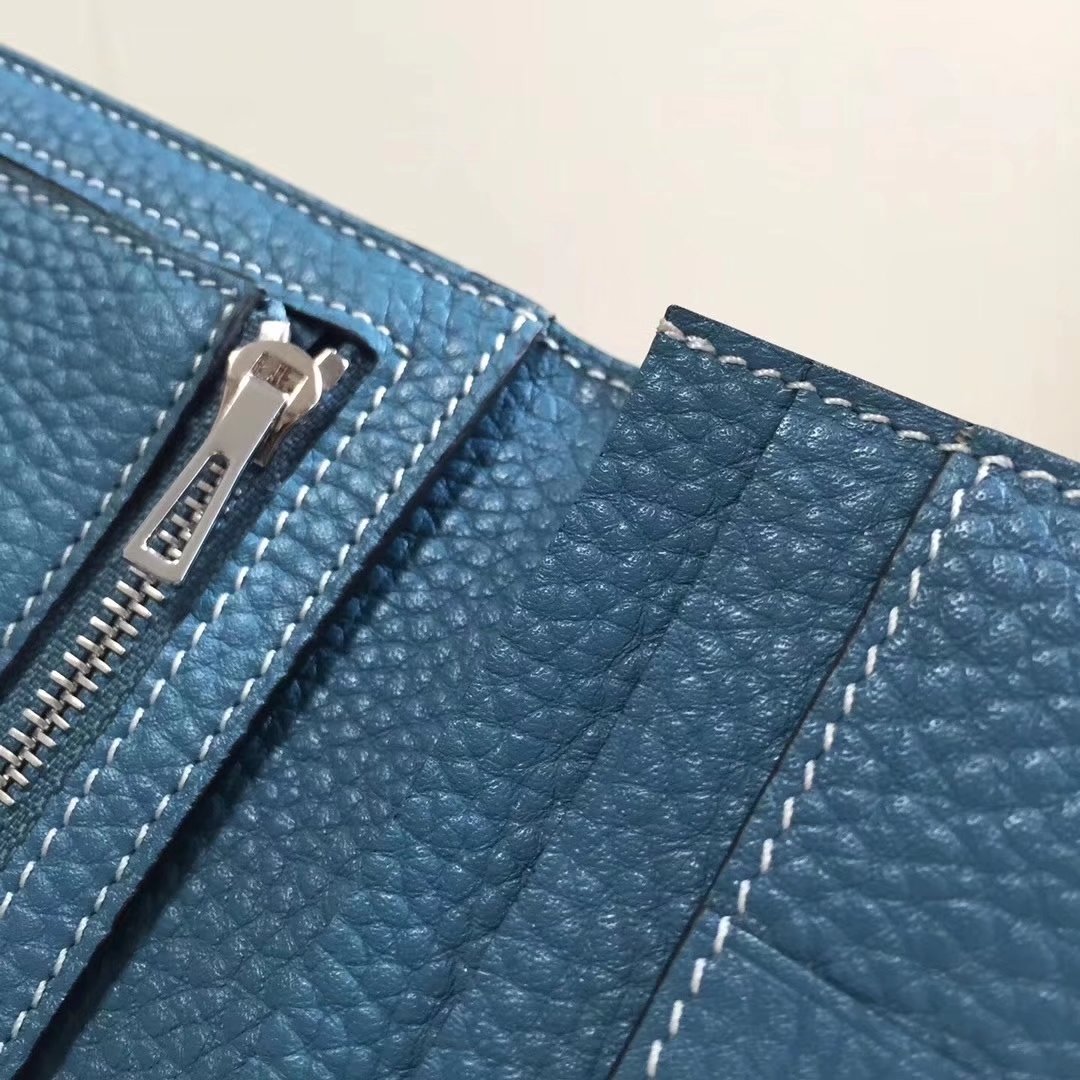 Hermes Bearn Bifold Wallet Togo Leather Blue