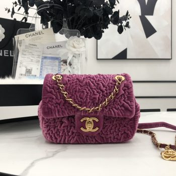 AAA Quality Chanel Mini Flap Bag Rose Velvet with Gold Hardware For Girls Online AS2619