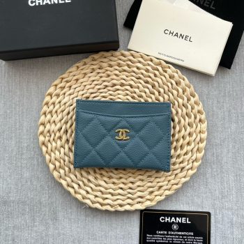 Chanel 84331 Classics Card Wallet Grained Calfskin Blue