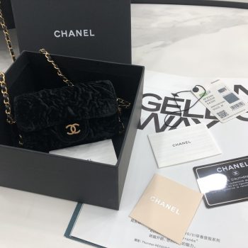 Fake Chanel Jewel Card Holder Small Bag with Chain Black Velvet with Gold Hardware Celebrity Same Christmas
