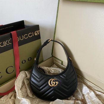 Gucci GG Marmont Half Moon Shaped Mini Bag Black 699514