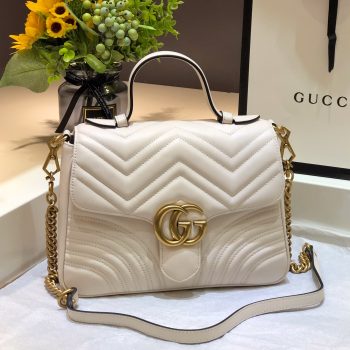 Gucci GG Marmont Small Top Handle Bag 498110 White