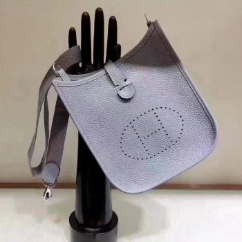 Hermes Evelyne Mini Leather Bag Light Grey