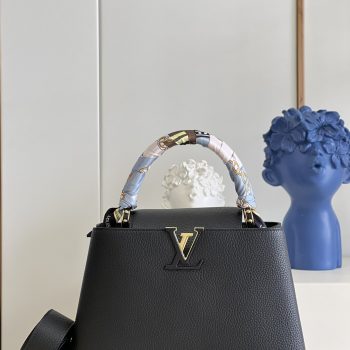 Louis Vuitton Capucines MM Handbag Black Taurillon Leather M20537