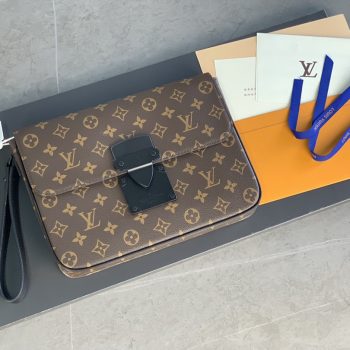 Louis Vuitton S Lock A4 Pouch Monogram Macassar Coated Canvas M80560