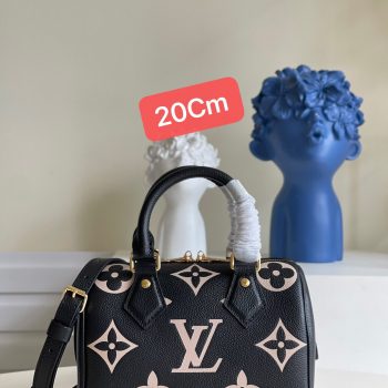 Louis Vuitton Speedy Bandouliere 20 Embossed Grained Cowhide Leather Black