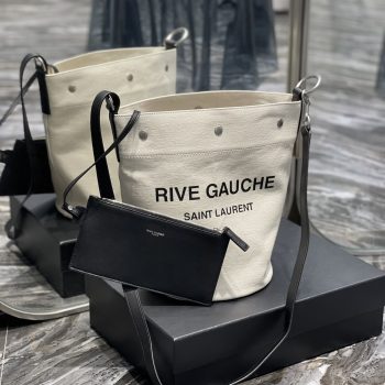 New Authentic Saint Laurent Rive Gauche Bucket Bag In Linen Copy