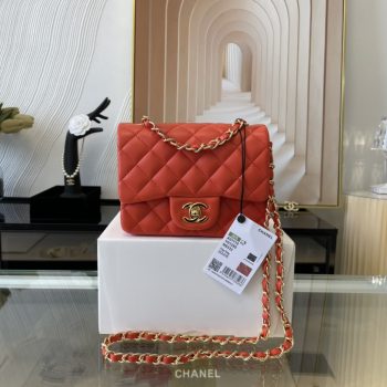 Replica Chanel Clasica Flap Mini Chain Shoulder Bag 17cm Quilted Lambskin With Gold Dark Red