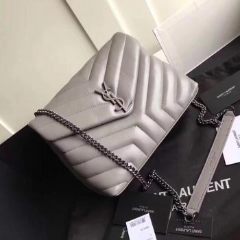 Replica Saint Laurent Loulou Small In Matelasse Y Leather Chain Strap Gray