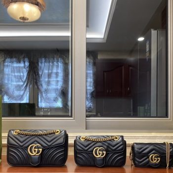Top Copy Gucci GG Marmont Matelasse Shoulder Bags 443497 446744 476433 Black Leather