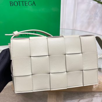 Bottega Veneta Cassette Intreccio Leather Crossbody Bag Travertine