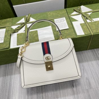 Gucci 651055 Ophidia GG Small Top Handle Bag White Leather