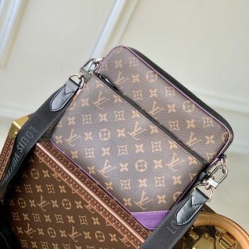 Louis Vuitton M46266 Trio Messenger Monogram Macassar coated canvas and Minty Purple cowhide leather