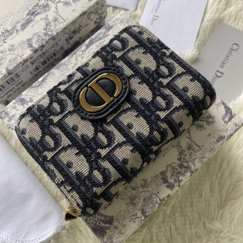 Dior Small 30 Montaigne Voyageur Coin Purse Blue Dior Oblique Jacquard