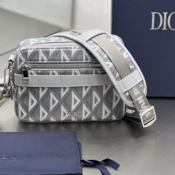 Dior Safari Bag With Strap Black Dior Gray CD Diamond Canvas