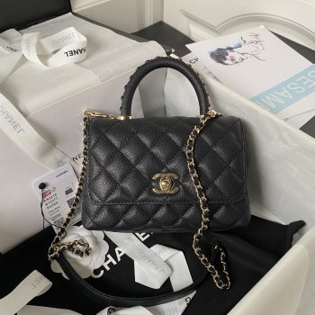 Chanel AS2215 CoCo Top Handle Handabag Calfskin Black