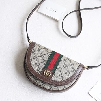 Gucci 757309 OPHIDIA MINI GG SHOULDER BAG Beige and ebony GG Supreme Canvas