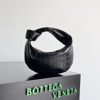 Bottega Veneta Mini Jodie Mini Alligator Leather top Handle Bag Black