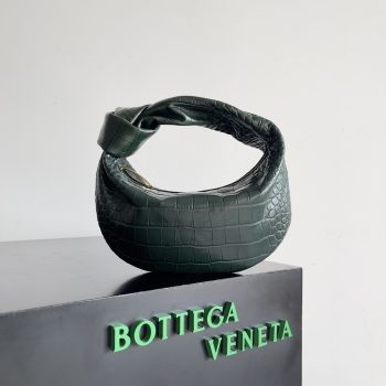Bottega Veneta Mini Jodie Mini Alligator Leather top Handle Bag Dark Green
