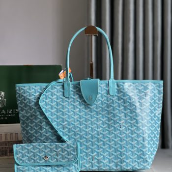 Original Copy Goyard Saint Louis PM Bag Goyardine Canvas and Chevroches Turquoise Blue