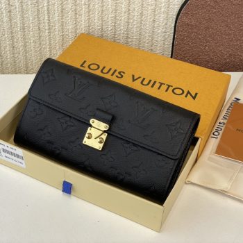 Louis Vuitton M82638 Sarah Wallet Monogram Empreinte embossed supple grained cowhide leather Black