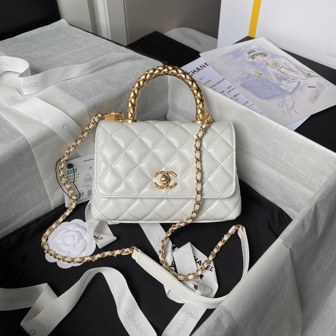 Chanel-24A-Top-Handle-Bags-Shiny-Gold-Tone-Metal-White-Lambskin_6