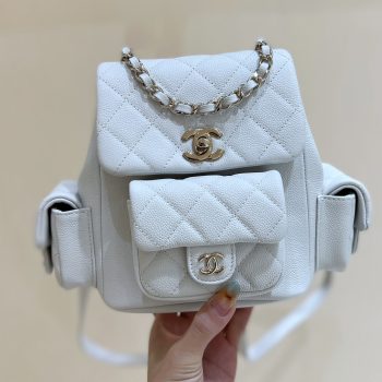 Chanle 23K Duma Small Backpack White Caviar