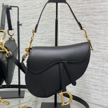 Dior Large Saddle Bag in Black Calfskin