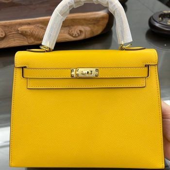 Handmade Hermes 25cm 28cm Epsom Leather Amber Yellow with Gold and Silver Hardware