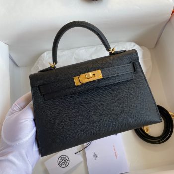 Hermes Kelly Mini II Bag Epsom Leather Black With Gold