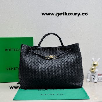 Bottega Veneta Large Andiamo 45cm Top handle bag in Supple Intrecciato Leather Black