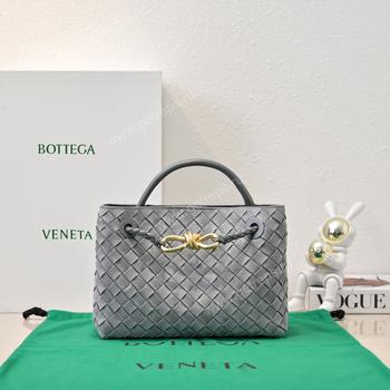Bottega Veneta Small 25cm Andiamo Top handle bag in supple Intrecciato Deerskin Grey