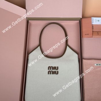 MiuMiu IVY Canvas and Leather Bag