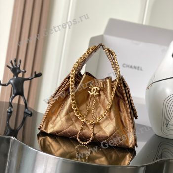 Chanel 25 Small Hobo Handbag Gold Caviar with Gold Hardware