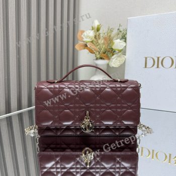 My Dior Mini Bag Dark Red Cannage Lambskin