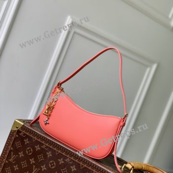 Louis Vuitton M25525 Pochette LV Bloom Calfskin Leather Rose Red