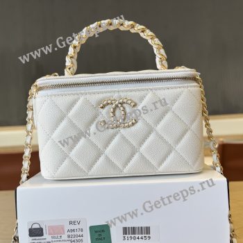 Chanel A96178 Vanity Case Caviar White