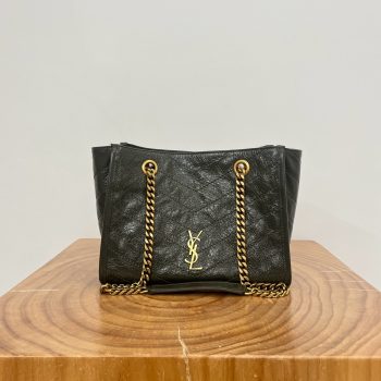 Saint Laurent Niki Shopping Bag Small Oiled and Waxed Cowhide Leather Green
